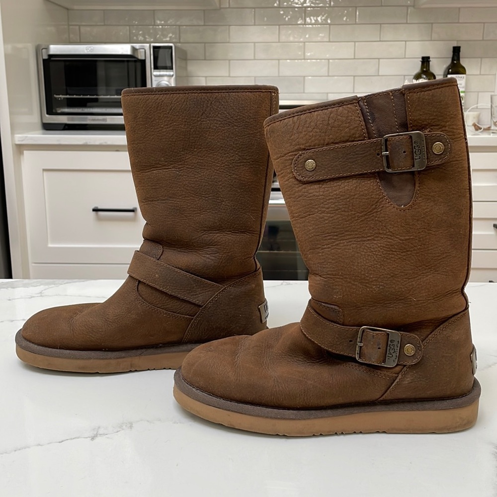 UGG KENSINGTON WOMEN'S ORIGINAL TOAST LEATHER BROWN 1005374 SIZE 7